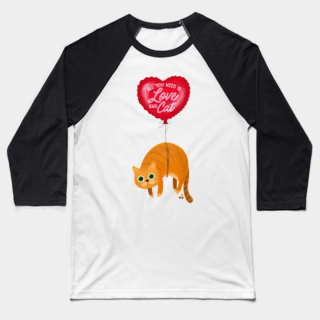 Love and Cat Baseball T-Shirt by Catcherry